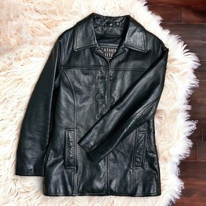 Wilsons Leather Women's Black Leather Button-Front Jacket